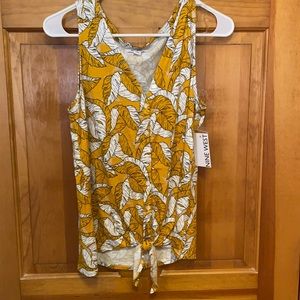 Mustard and white patterned tank top
